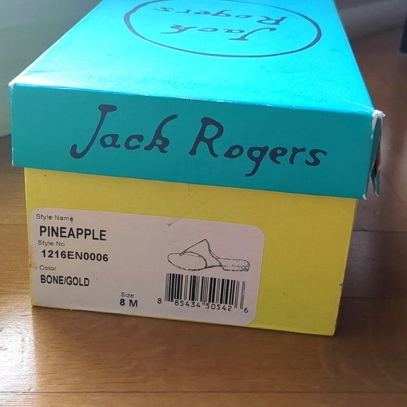 Exclusive Pineapple Sandal in Bone and Gold by Jack Rogers Sz 8 Original Box - Picture 2 of 6